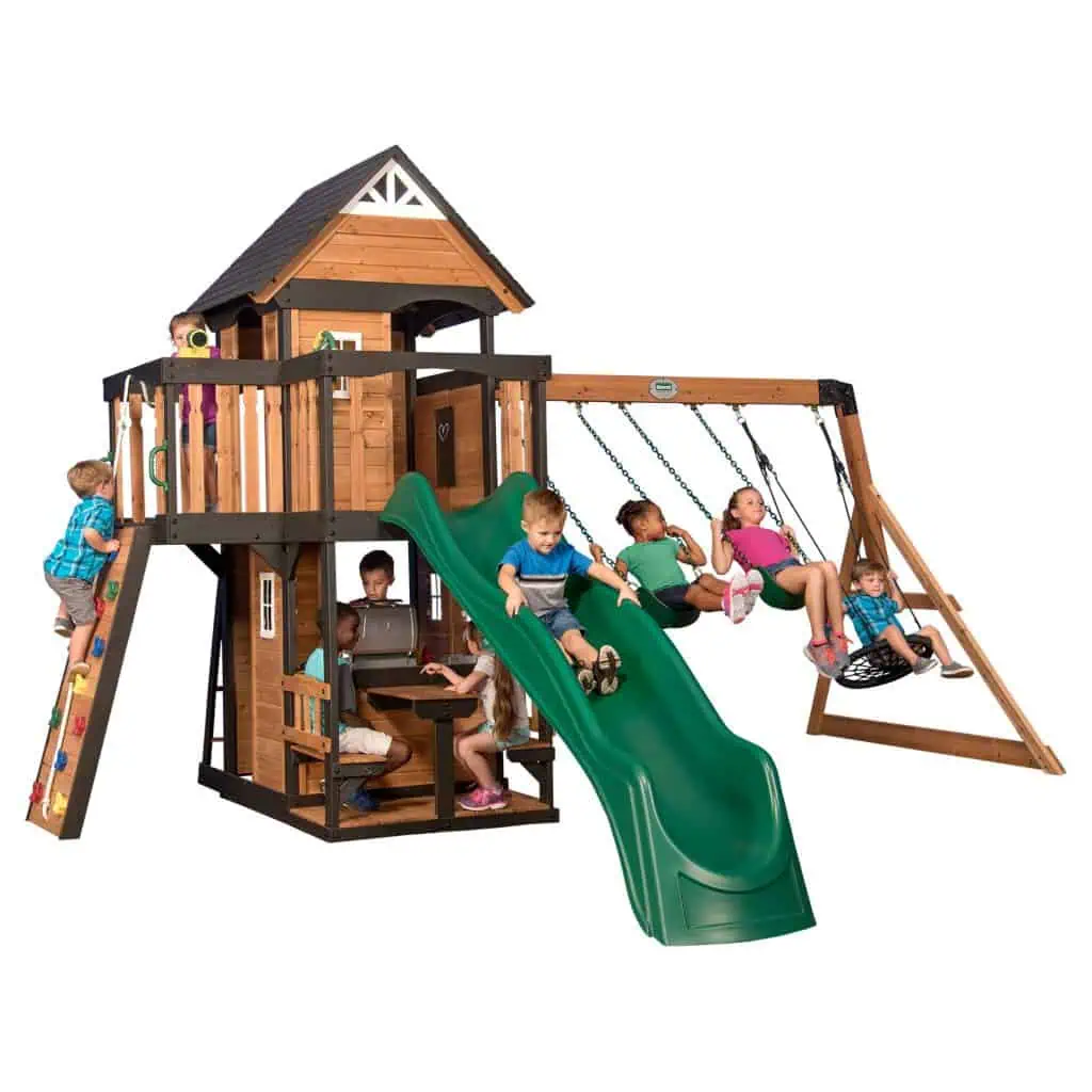 Canyon Creek Swing Set with slides, swings, and climbing features for kids in Texas.