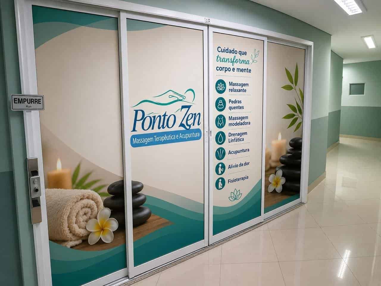 Detalhe acolhedor da sala de atendimento da Ponto Zen
