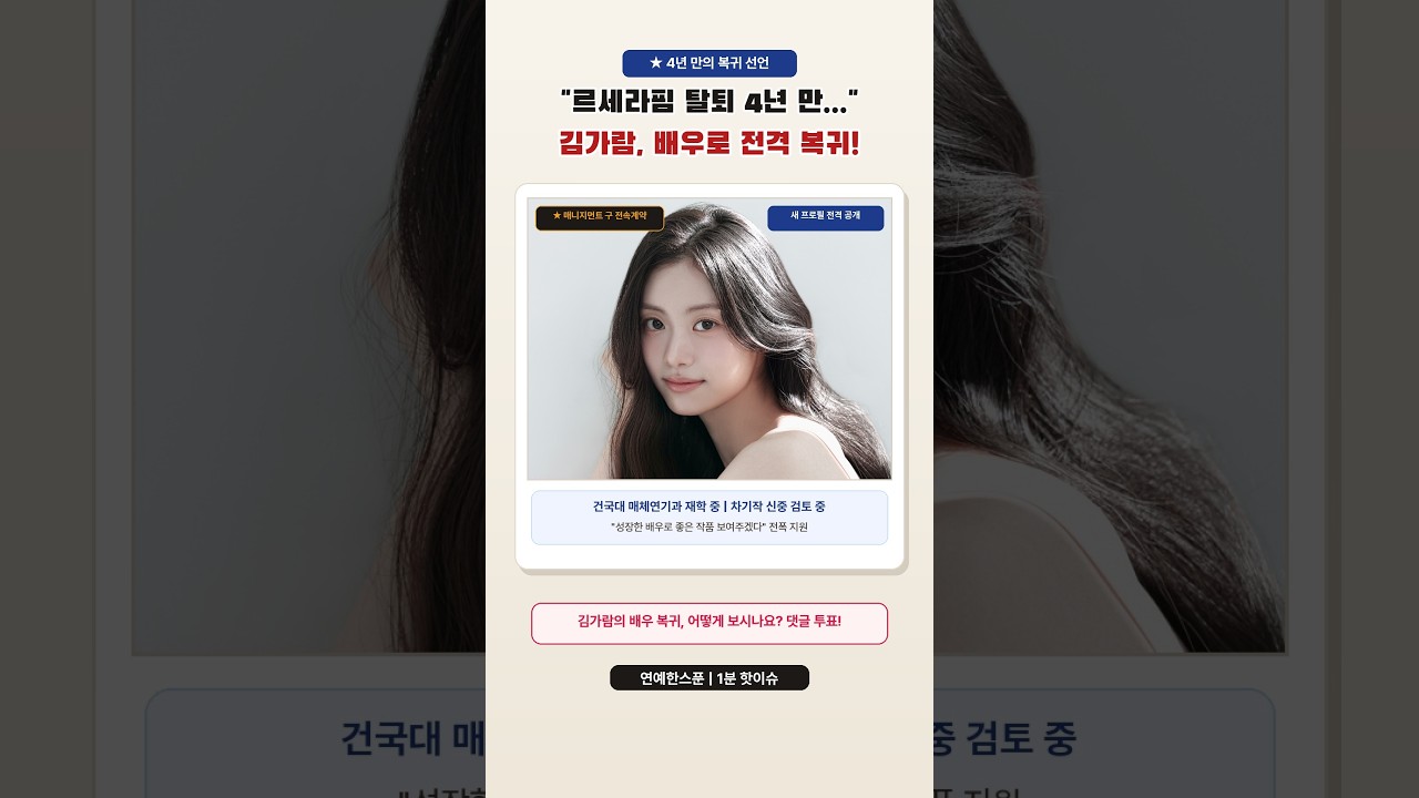 배우 준비 과정과 연기 활동을 알린 김가람 이미지