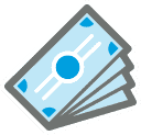 A stack of money on a blue background, representing financial success.