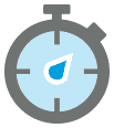 A stopwatch on a blue background featuring pressure washer parts.