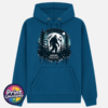 Bigfoot Doesn't Believe in You Either moonlit forest design on Premium hoodie ink blue - Print Unleashed