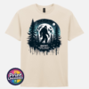 Bigfoot Doesn't Believe in You Either moonlit forest design on unisex T-shirt natural - Print Unleashed