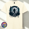 Bigfoot Doesn't Believe in You Either moonlit forest design on unisex T-shirt off white - Print Unleashed