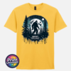 Bigfoot Doesn't Believe in You Either moonlit forest design on unisex T-shirt yellow - Print Unleashed