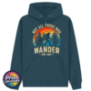 Not All Who Wander Bigfoot forest design on indigo Premium hoodie indigo - Print Unleashed