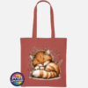 Copper Catnap sleeping ginger cat autumn design on cotton tote bag orange rust - Print Unleashed