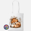 Copper Catnap sleeping ginger cat autumn design on cotton tote bag white - Print Unleashed