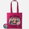 Don't Look Back Highland cow design on cotton tote bag cranberry - Print Unleashed