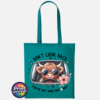 Don't Look Back Highland cow design on cotton tote bag jade - Print Unleashed