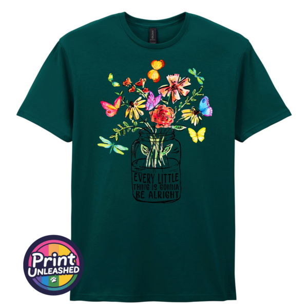 Every Little Thing floral lyric unisex T-shirt marine green - Print Unleashed