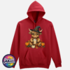 Highland Cow Witch with pumpkins and autumn drink on Softstyle hoodie in cardinal red - Print Unleashed