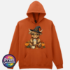 Highland Cow Witch with pumpkins and autumn drink on Softstyle hoodie in texas orange - Print Unleashed