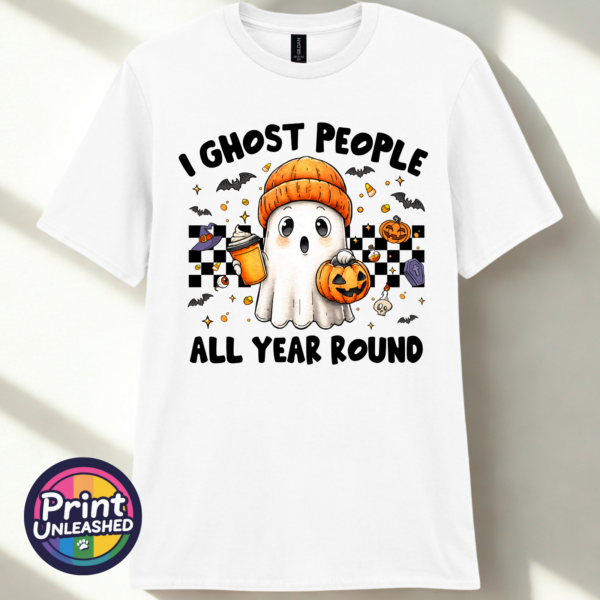 I Ghost People funny ghost design on white T-shirt - Print Unleashed