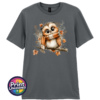 Cosy Autumn Owl Unisex T-Shirt in Charcoal - Print Unleashed
