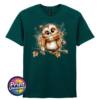 Cosy Autumn Owl Unisex T-Shirt in Marine Green - Print Unleashed