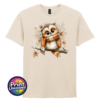 Cosy Autumn Owl Unisex T-Shirt in Natural - Print Unleashed