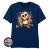 Cosy Autumn Owl Unisex T-Shirt in Navy - Print Unleashed