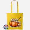 Pumpkin Cocoa copper autumn mug design on cotton tote bag in sunflower - Print Unleashed