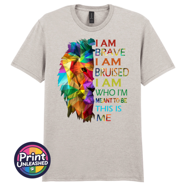 This Is Me colourful geometric lion lyric unisex T-shirt ice grey - Print Unleashed