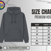 Print Unleashed Premium Hoodie size guide with to-fit chest measurements