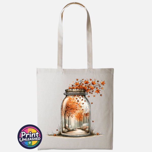 Wish Jar natural Wish Jar copper autumn woodland design on cotton tote bag natural - Print Unleashed