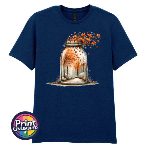 Wish Jar navy Wish Jar copper autumn woodland design on unisex T-shirt navy - Print Unleashed