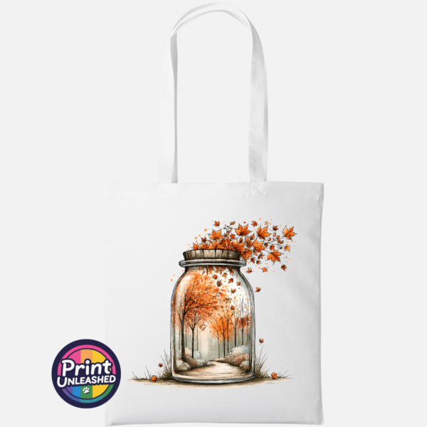 Wish Jar white Wish Jar copper autumn woodland design on cotton tote bag white - Print Unleashed