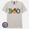 Halloween BOO design with tangled vines, a witch-hat pumpkin, ghosts and a spooky tree printed on a unisex T-shirt ice grey - Print Unleashed