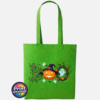 Halloween BOO design with tangled vines, a witch-hat pumpkin, ghosts and a spooky tree printed on a kiwi tote bag - Print Unleashed