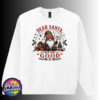 Christmas gonk holding an I Tried sign beside presents and a small tree, with Dear Santa Define Good wording, printed on a white unisex sweatshirt - Print Unleashed