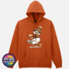 Duck wearing a copper-orange bobble hat and scarf on a softstyle hoodie texas orange - Print Unleashed