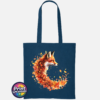 Fox in profile with its russet fur blending into a sweeping curve of orange, red and golden autumn leaves printed on a petrol tote bag - Print Unleashed