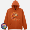 Hedgehog surrounded by swirling orange, red and golden autumn leaves on a softstyle hoodie texas orange - Print Unleashed