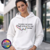 Probably just gonna jingle some of the way I’m tired wording with colourful Christmas lights printed on a white unisex hoodie model - Print Unleashed