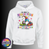 Colourful Christmas gonk holding a steaming coffee mug beside presents, with funny Christmas morning person wording, printed on a white unisex hoodie - Print Unleashed