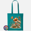 Copper, peach and cream wildflowers with delicate grasses and an orange butterfly printed on a tote bag jade - Print Unleashed