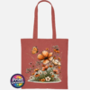 Copper, peach and cream wildflowers with delicate grasses and an orange butterfly printed on a tote bag orange rust - Print Unleashed