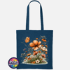 Copper, peach and cream wildflowers with delicate grasses and an orange butterfly printed on a tote bag petrol - Print Unleashed