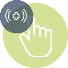 Touchscreen icon representing digital health services and telemedicine.