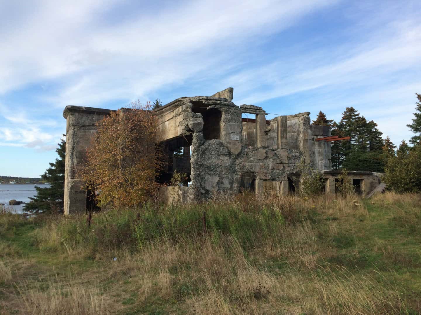 Ancient concrete remains of the Horwood Lumber Company Mill on the waterfront.