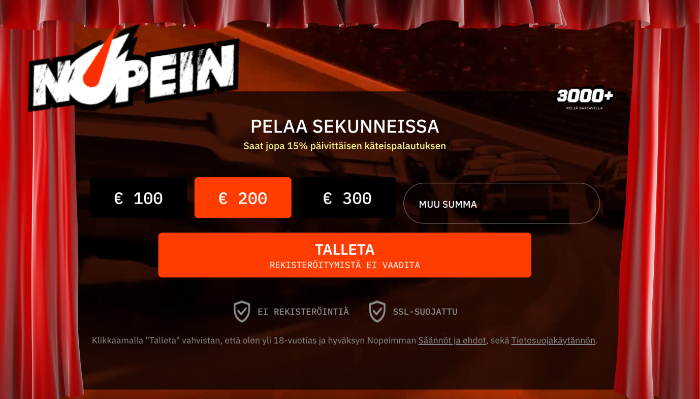 Nopein nettikasino – talleta ja pelaa sekunneissa