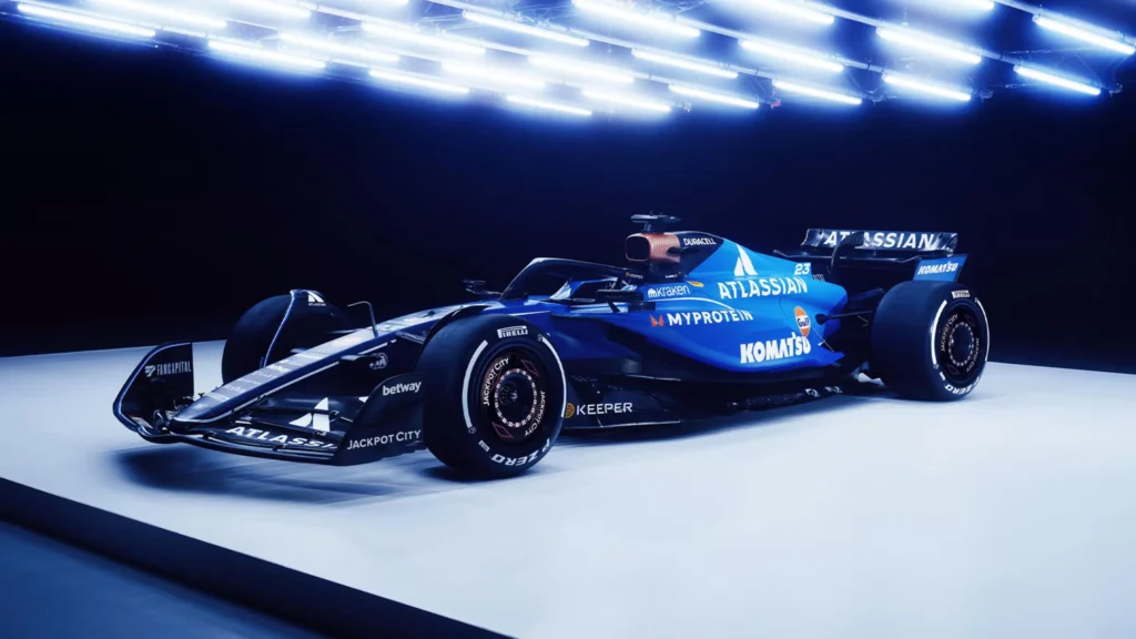 Kuvassa Williamsin 2025 auto. Nokassa näkyvät Betway ja Jackpot City logot. 