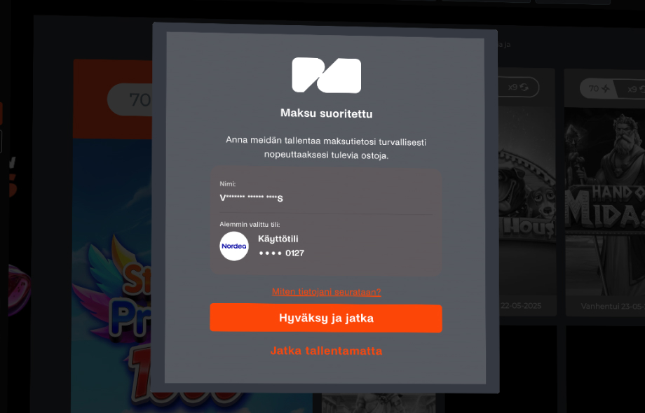 Ninja Casino onnistunut Zimpler kasinotalletus. Testaajana Aleksi Virtanen. Pankki Nordea.