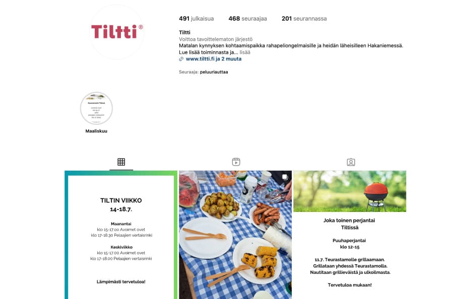 Rahapelisanomien Aleksin kuvankaappaus Tiltin Instagramista.
