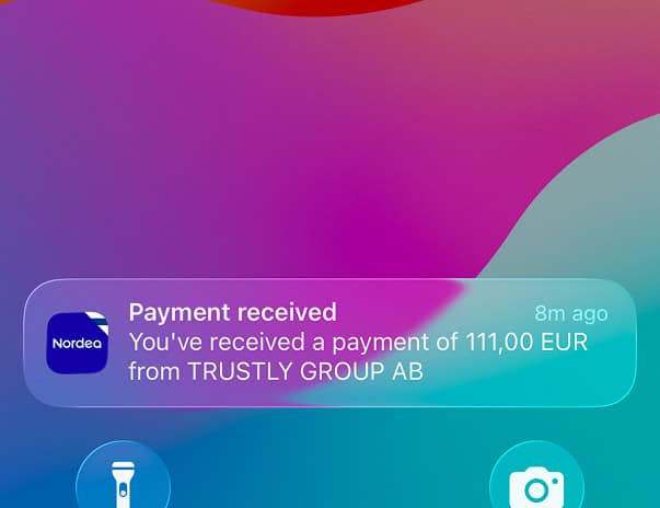 Pelaaja on saanut Nordealta ilmoituksen 111 euron Trustly Group tekemästä maksusta, eli usein juuri kasinokotiutuksesta.