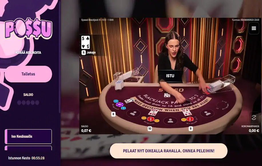 Rahapelisanomien testissä Pragmatic Playn Speed 6 Blackjack -pöydässä oli neljä pelaajaa ja lähetys toimi ilman näkyviä häiriöitä.