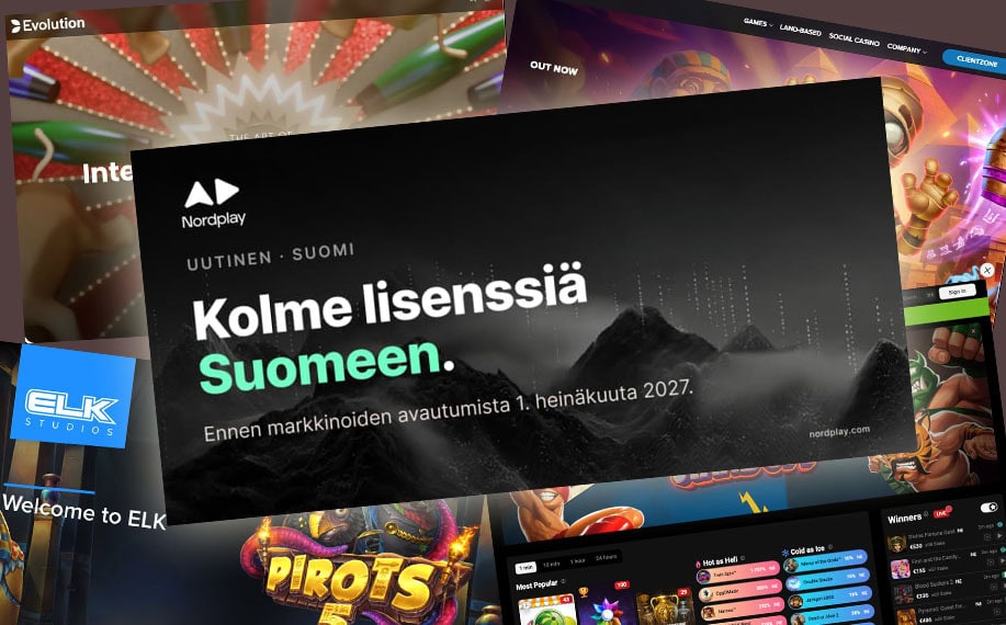 Ruutukaappauksia Nordplayn pelisivuista ja yhtiön tiedotteesta.