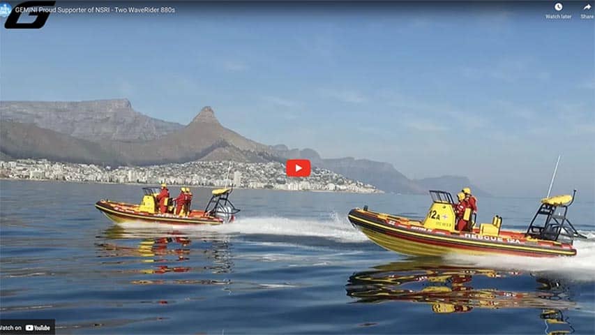 NSRI Gemini Proud Supporter - Two WaveRider 650s Two Gemini WaveRider 880s for the NSRI @ RIBs ONLY - Home of the Rigid Inflatable Boat