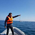 Pointing wrong to a speeding sailing yacht @ RIBs ONLY - Home of the Rigid Inflatable Boat